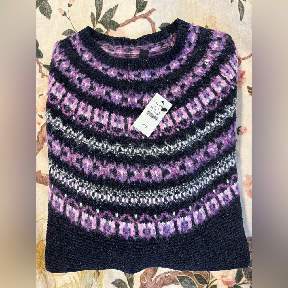 Talbots navy and purple sweater—new!